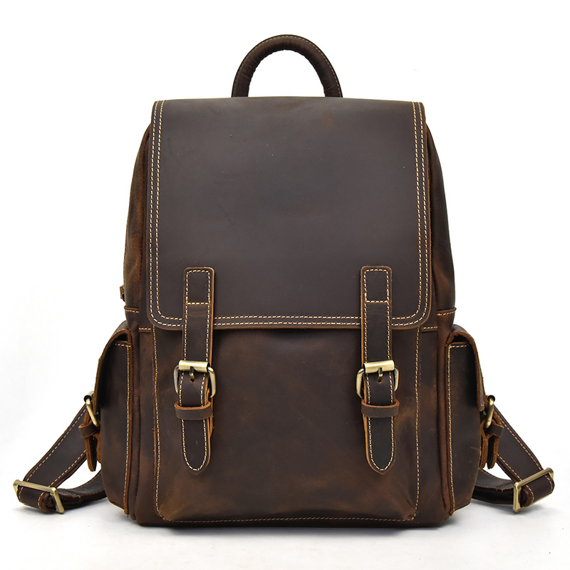 Leather Backpack Vintage - Mochila de cuero Crazy Horse para