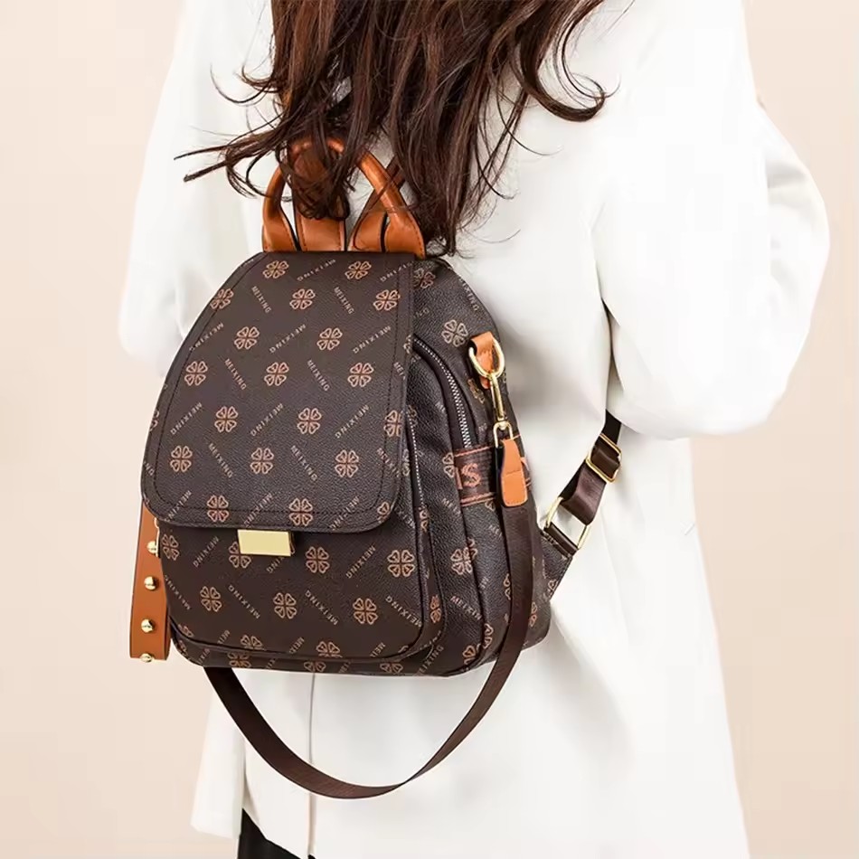 Mochila Retro Estampada para M - Leather Backpack Vintage reseña y precio